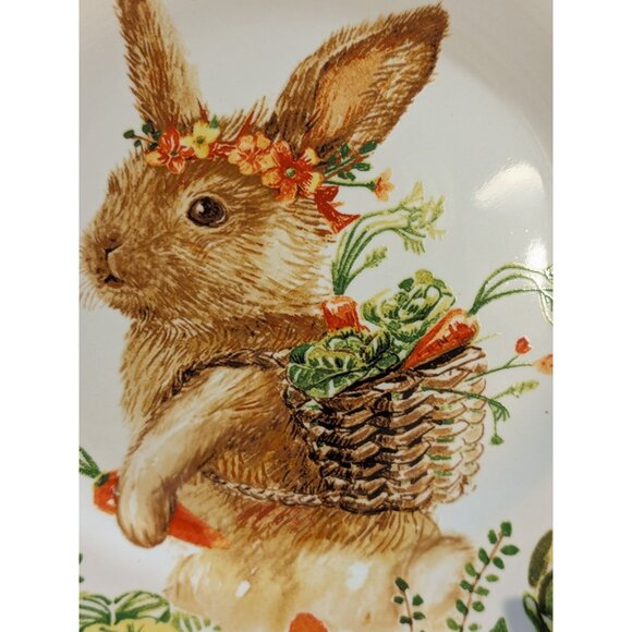 Pier 1 Lilly Easter Bunny Rabbit Salad Plates 8.5" Retired Collectible Set Of 4 - Picture 2 of 8